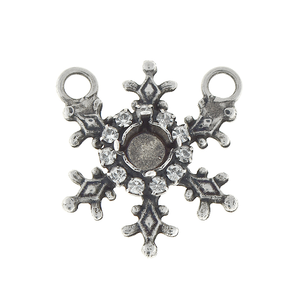29ss Stellar snowflake pendant base with Rhinestones and two loops