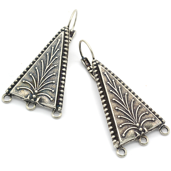 Ethnic triangle drop earring base with 3 loops
