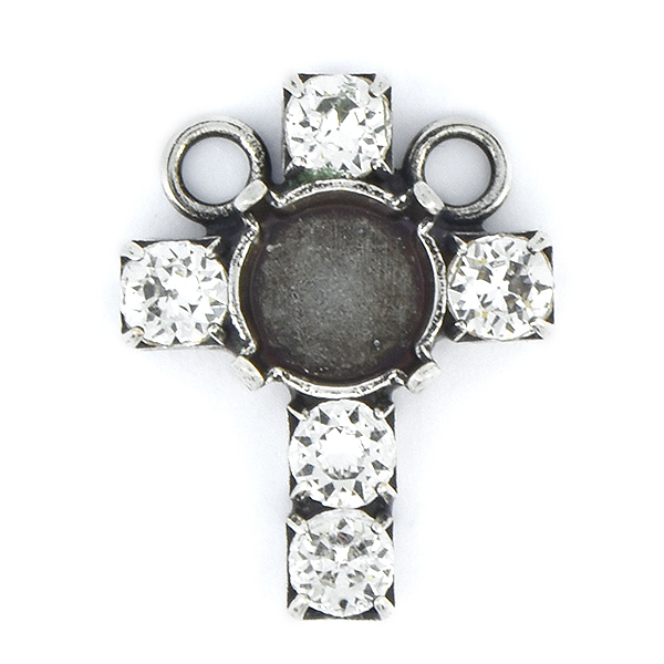39ss and 32pp Rhinestones Cross Pendant base with 2 top loops
