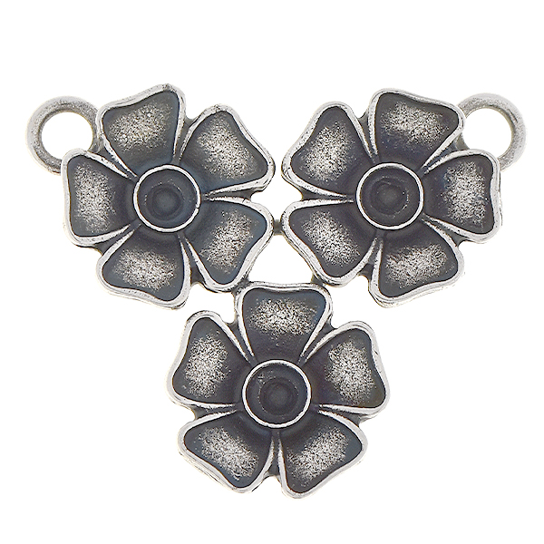 24pp Metal flower inverted triangle pendant base with two loops