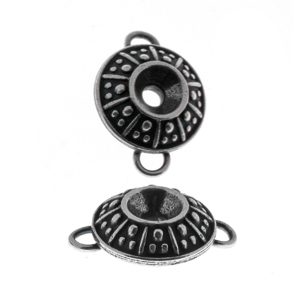 24ss Dotted metal casting Connector/Pendant base with two side loops 
