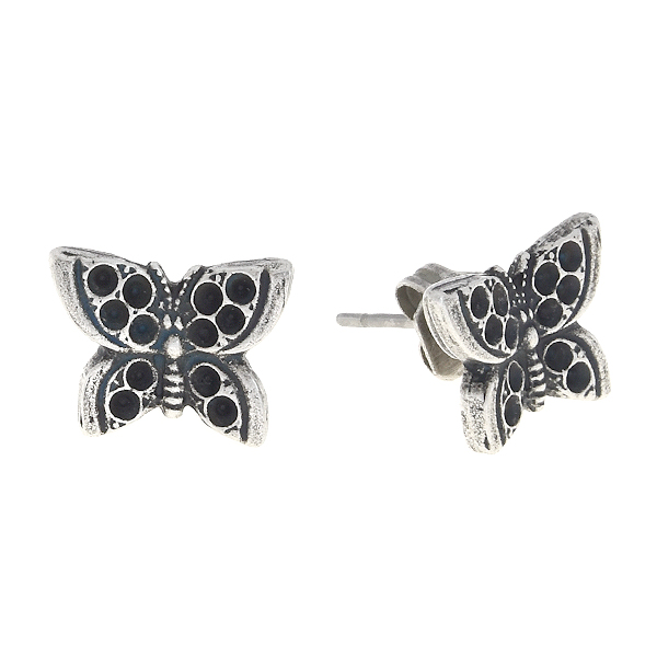 8pp Metal casting butterfly stud earring bases