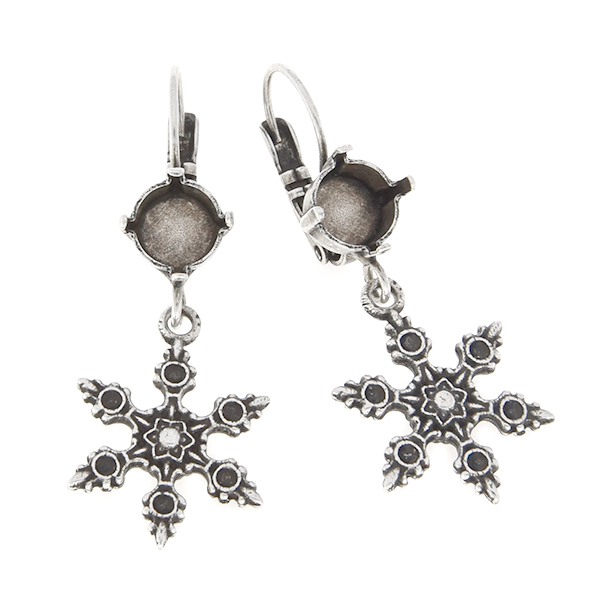 39ss with hanging metal snowflake Lever back earring base