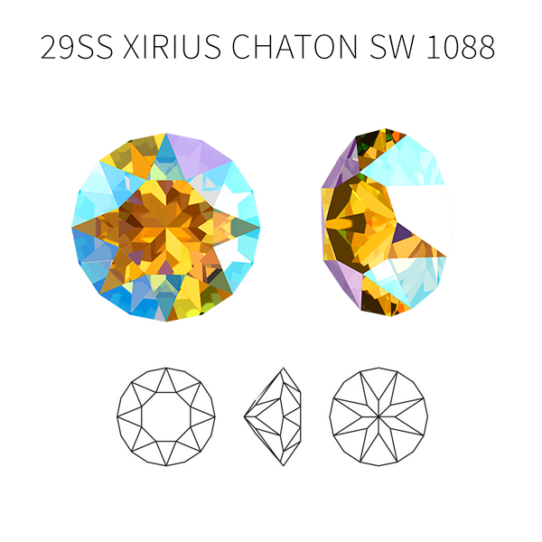 Swarovski 29ss/6mm Chaton XIRIUS 1088  1088 Swarovski Light Topaz Shimmer Foiled Crystals color