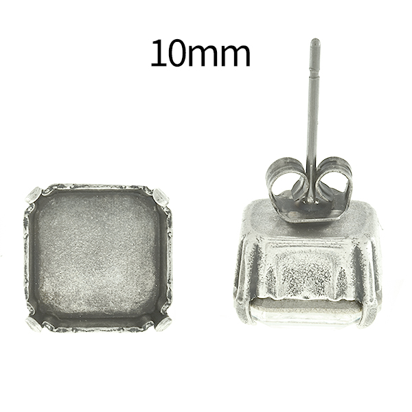 10mm Imperial 4480 Square Stone setting Stud Earring bases