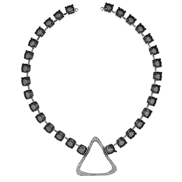 39ss Cup chain with Asymmetric Triangle shape casting element in the middle Necklace base - 30 settings