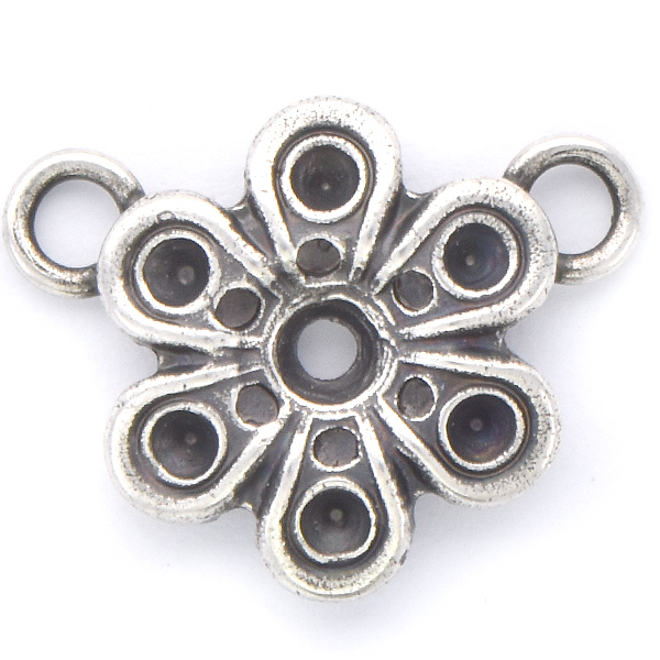 14pp, 24ss Metal Flower Pendant base with two loops