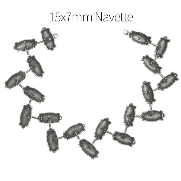 15x7mm Navette Zig Zag empty cup chain Centerpiece for Necklace base
