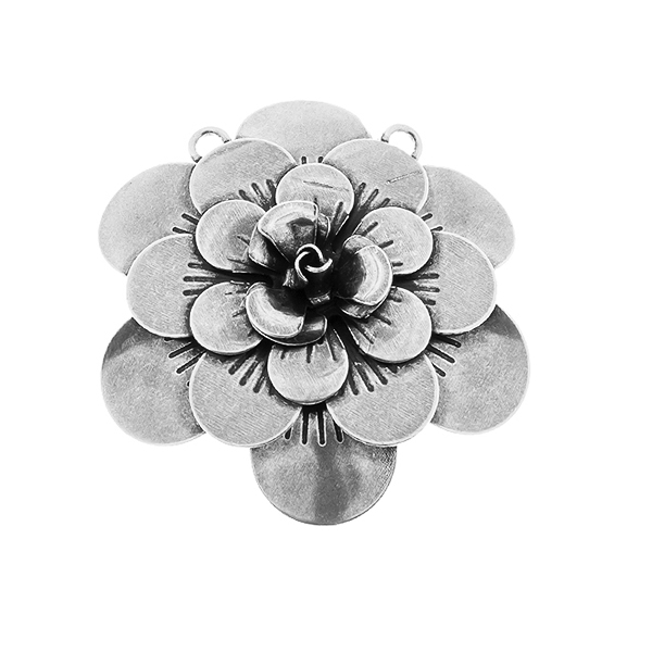 50mm Flower Stamping metal volumes element with two top loops Pendant base