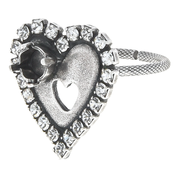 24ss Heart ring base with Rhinestones
