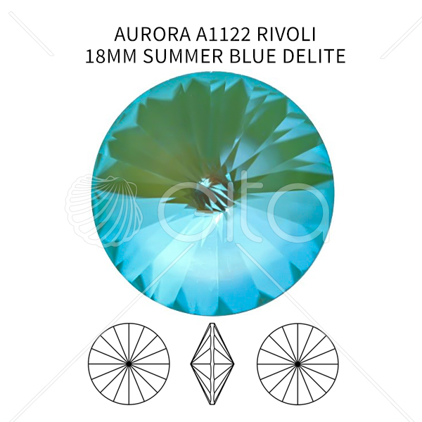 Aurora Crystal 18mm Rivoli A1122 Summer Blue DeLite color-3pcs pack