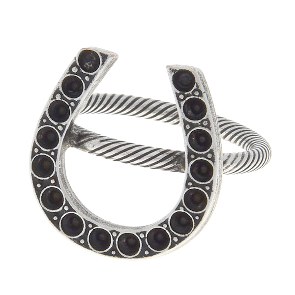 14pp Metal casting horseshoe on adjustable thin ring base