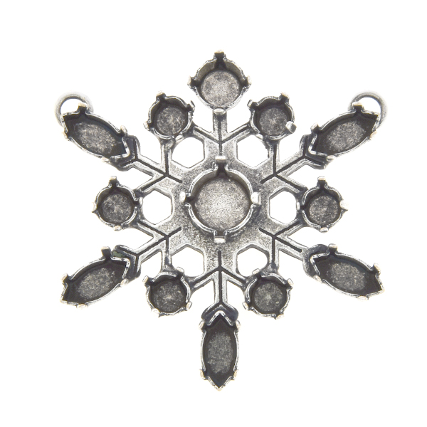 24ss, 29ss, 39ss, 10x5mm Navette Snowflake Pendant base with two loops