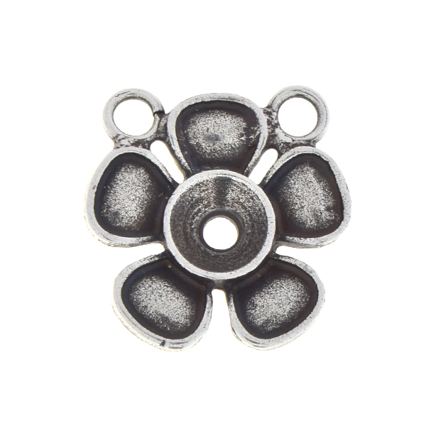 29ss Metal flower pendant base with two top loops