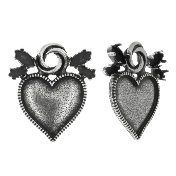 8x4mm, 6x3mm Navette 4228 settings with metal casting heart and round element Pendant base