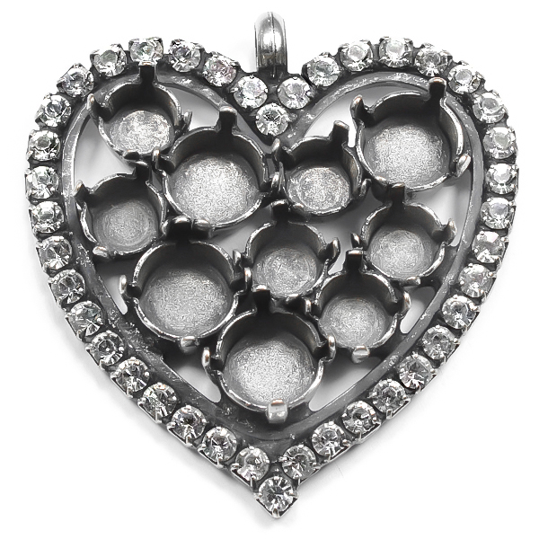 29ss and 39ss Heart pendant base with rhinestone