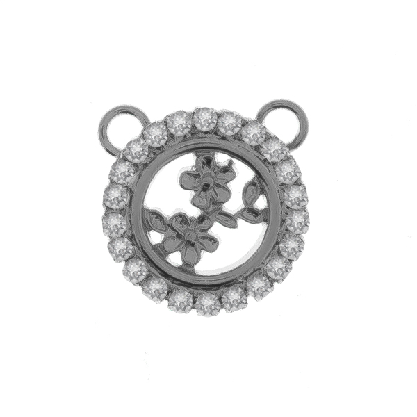 14mm framed Capucine Flower element with Rhinestones and two top loops