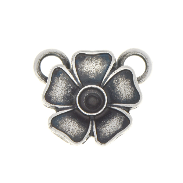 24pp Metal flower pendant base with two top loops
