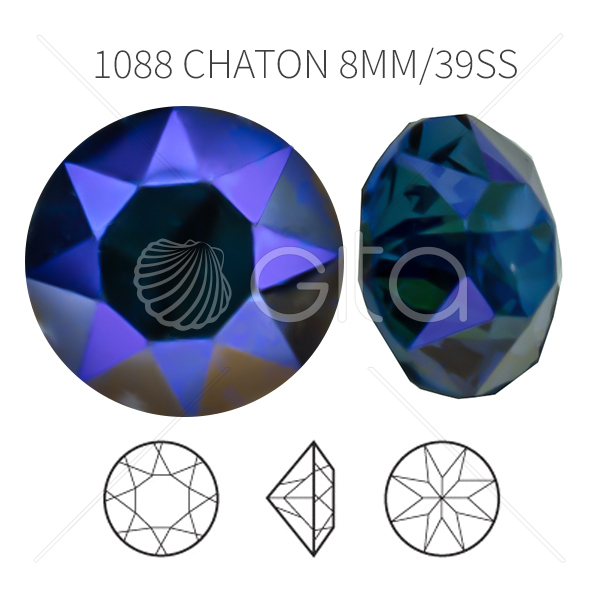 Aurora Crystal 39ss/8mm Chaton A1088 Sapphire Shimmer color-14pcs pack 