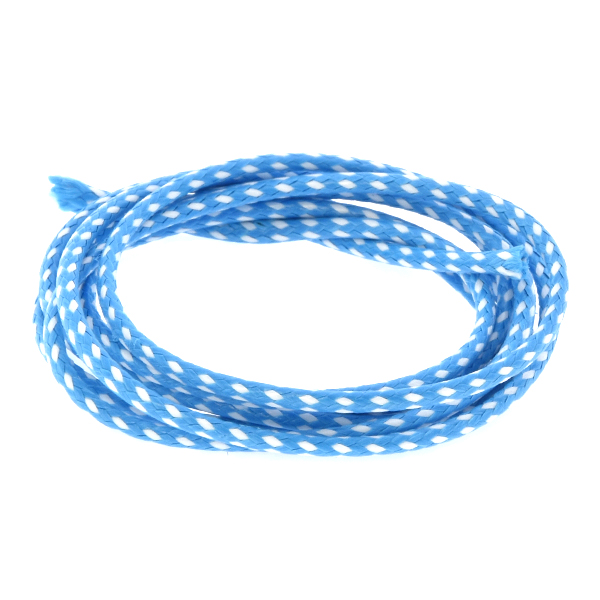 Braided cordage polyester cord light blue with white - 1 Meter