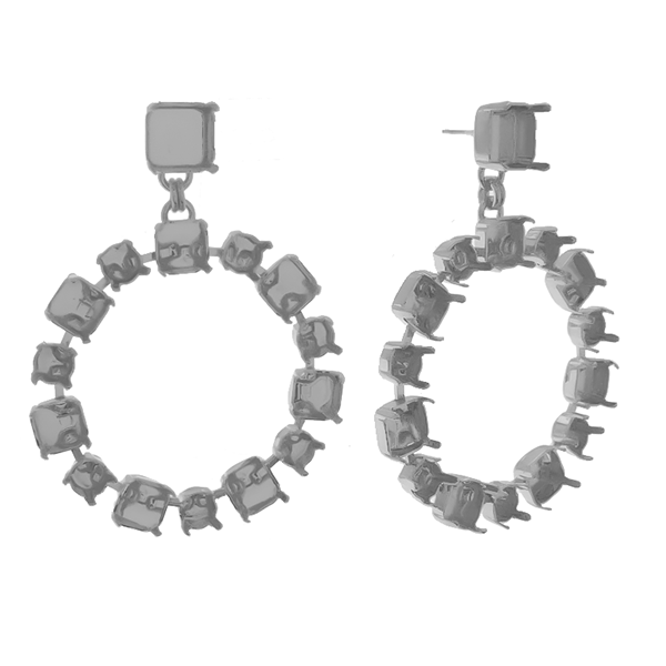 Stud circle hollow earrings base with empty mix settings 