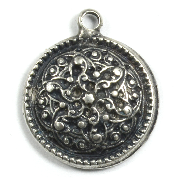 Vintage Decorated 15mm casting with 1 loop