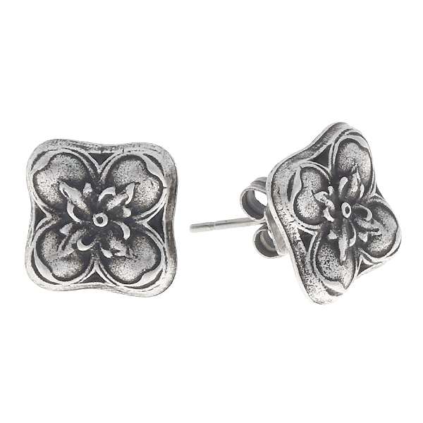 Floral square stud earring base