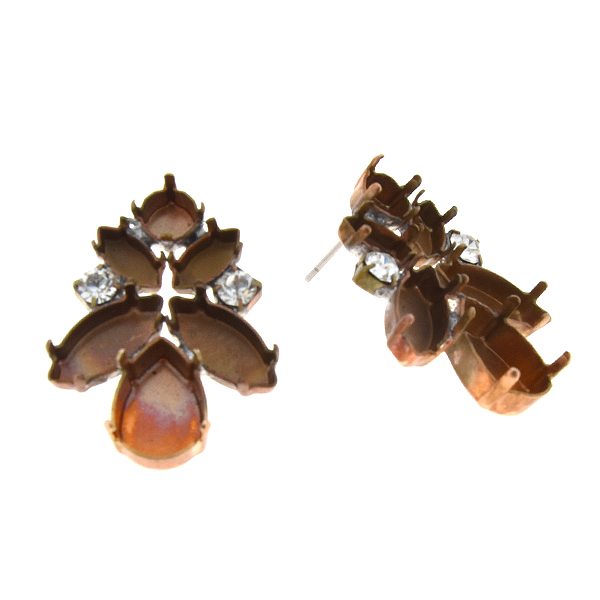 29ss, 5x10mm,15x7mm Navette and 18x13mm Pear shape stone settings with SW Rhinestone Stud Earring bases - Agnes Correll