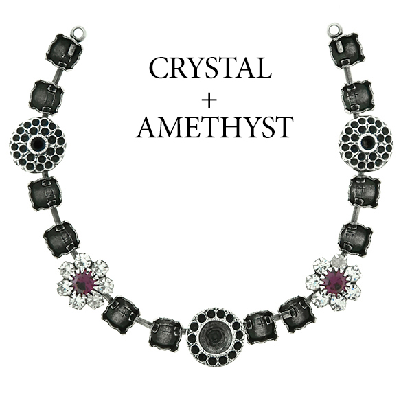 29ss cup chain and casting elements Necklace center piece with Swarovski flower elements Amethyst color