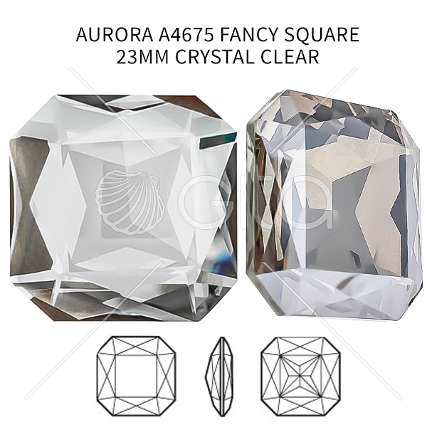 Aurora Crystal A4675 Fancy Square 23mm Crystal Clear color-1pc pack 