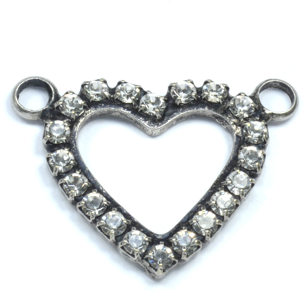 18-17mm Hollow Heart pendant base with 2 top side loops