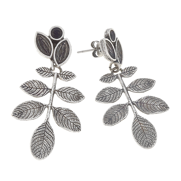 32pp, 8x4mm Navette, branch with leaves stud earring base