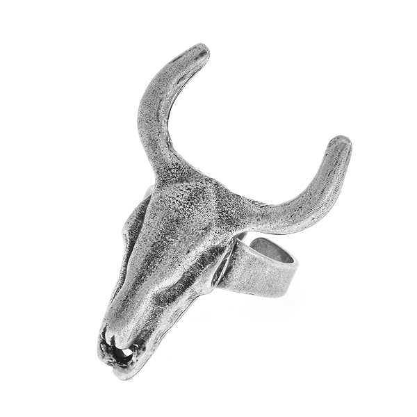 Metal bull skull adjustable ring base