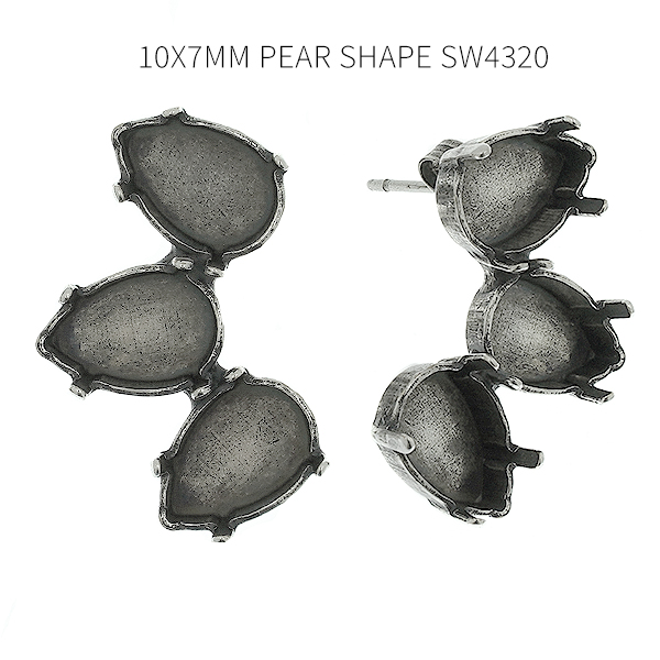10x7mm Pear shape Mirror reflection stud earring bases
