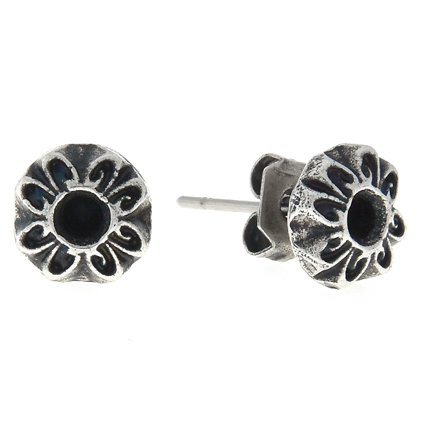 24pp Decorative Flower Metal Casting element on Stud Earring bases 