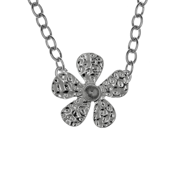 24ss metal stamping Flower with Rhinestones almost finished Solitaire Necklace