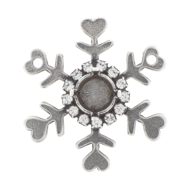 39ss Snowflake Pendant base with Rhinestones and 2 loops