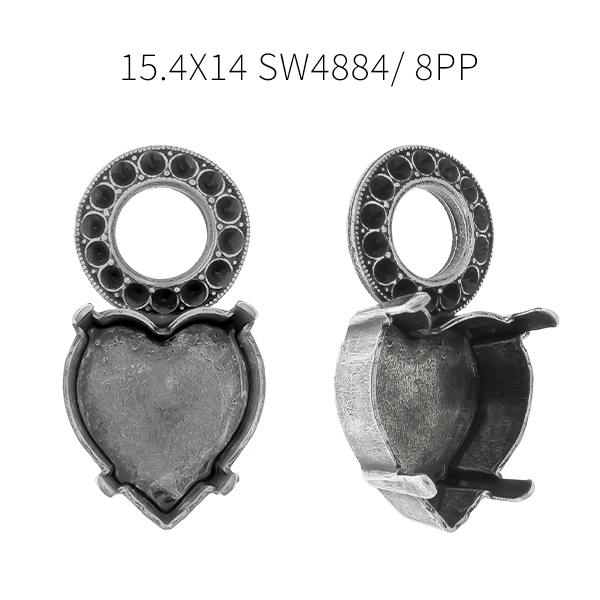 15.4x14mm Heart 4884 setting with metal casting round element Pendant base 