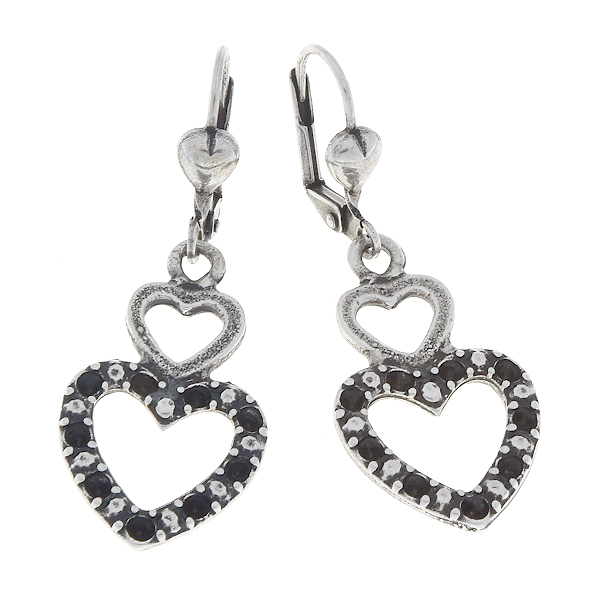 14pp Double hearts Lever back earring bases