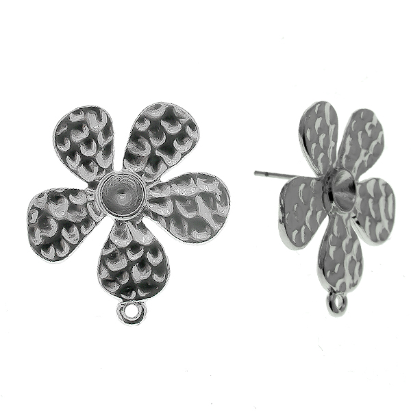24ss metal stamping Flower Stud earrings with bottom loops