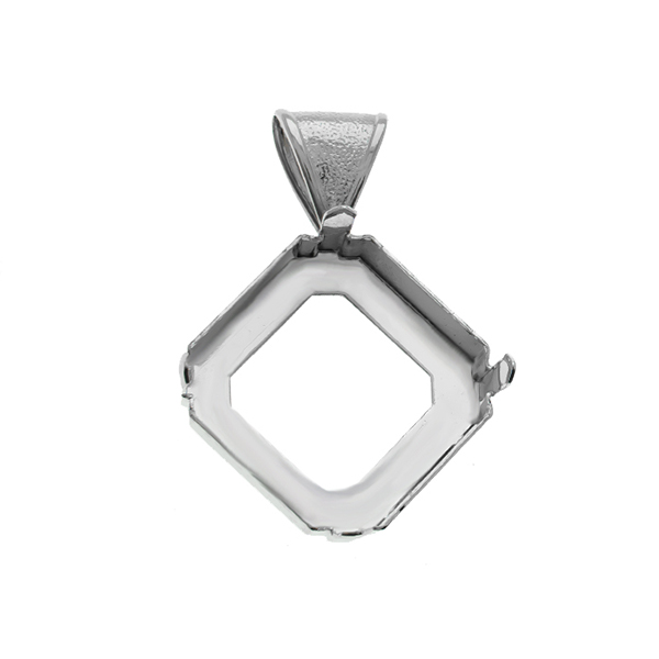 23mm Fancy Square ( lozenge) 4675 open back stone setting with wide bail pendant base