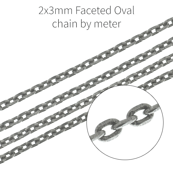 2x3mm faceted oval loops chain - 1meter