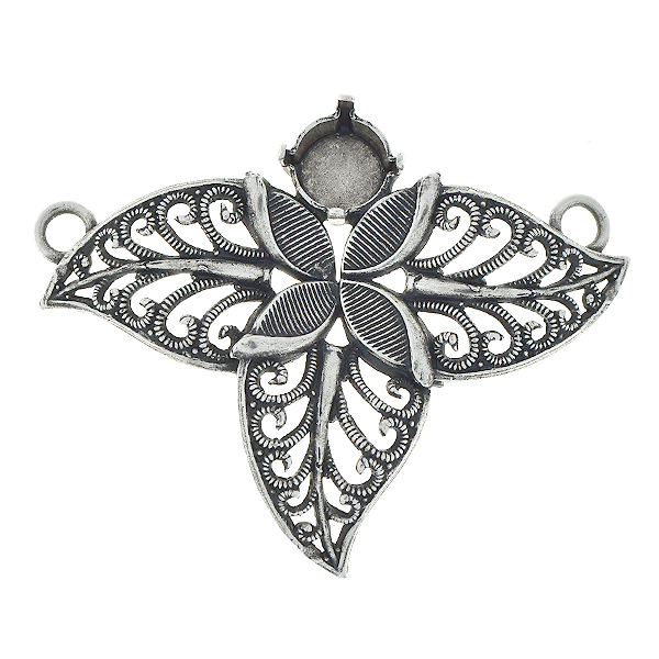 39ss Triple leaves pendant base with two loops