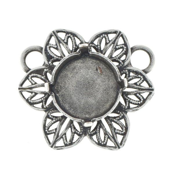12mm Rivoli Filigree flower pendant base with two top loops