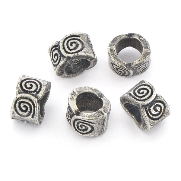 8.5mm Handmade Metal Beads with Spiral pattern - 5pcs pack