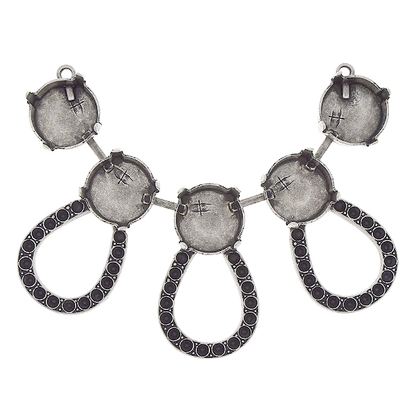 14pp, 12mm Rivoli centerpiece for necklace with hollow drops