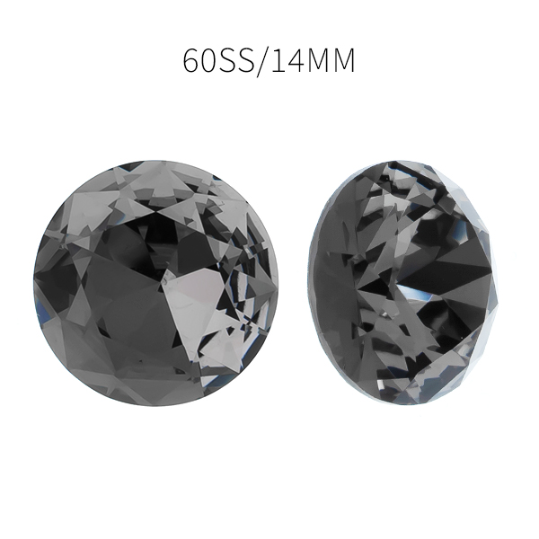 60ss Chaton round stone Crystal Black Diamond color - 5pcs pack