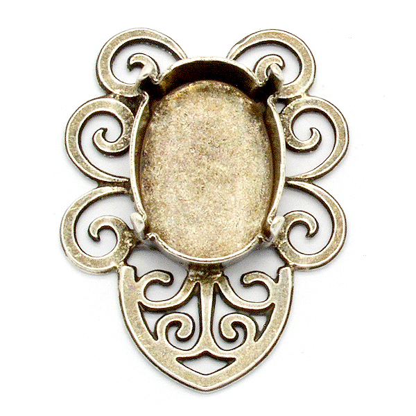 Filigree Pendant base with oval 13X18mm setting