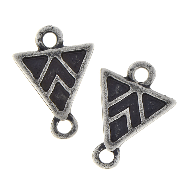 Metal casting ethnic triangle jewelry connector with two loops 