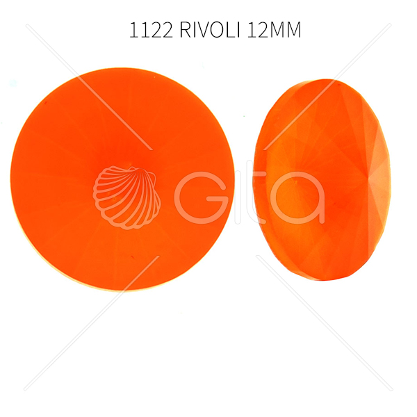 Aurora Crystal 12mm Rivoli A1122 Electric Orange color-8pcs pack